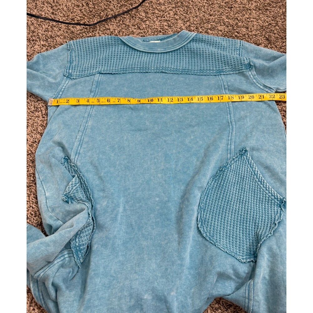 Easel Womens Oversized Blue Dress Sz S Boho Waffle Knit Casual Soft Lounge - Picture 8 of 9